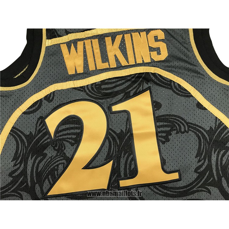 Maillot Atlanta Hawks Dominique Wilkins No 21 1986-87 Hardwood Classic Noir